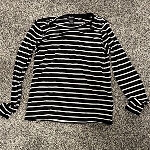 Jockey Black and White Striped Long Sleeve Tee